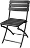 Perel Zwarte inklapbare stoel, houtlook zitvlak en rugleuning, stevig metalen frame, kunststof, weerbestendig, vouwstoel voor tuin, balkon, terras, camping, max. 130 kg