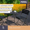Perel Zwarte inklapbare stoel, houtlook zitvlak en rugleuning, stevig metalen frame, kunststof, weerbestendig, vouwstoel voor tuin, balkon, terras, camping, max. 130 kg