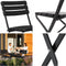 Perel Zwarte inklapbare stoel, houtlook zitvlak en rugleuning, stevig metalen frame, kunststof, weerbestendig, vouwstoel voor tuin, balkon, terras, camping, max. 130 kg
