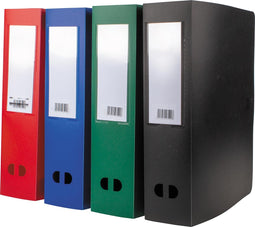 Pergamy elastobox, voor ft A4, uit PP van 700 micron, rug van 8 cm, in geassorteerde kleuren 12 stuk