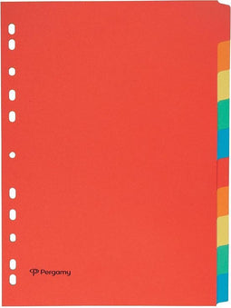 Pergamy tabbladen ft A4, 11-gaatsperforatie, karton, geassorteerde kleuren, 10 tabs
