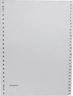 Pergamy tabbladen, ft A4, 23-gaatsperforatie, grijze PP, set 1-31