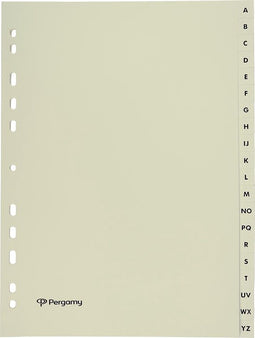 Pergamy tabbladen, ft A4, uit karton, A-Z, 11-gaats perforatie, beige