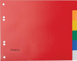Pergamy tabbladen, ft A5, 6-gaatsperforatie, PP, 6 tabs in geassorteerde kleuren