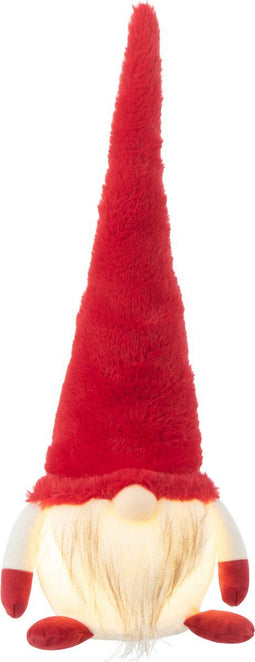 J-Line figuur Kabouter - textiel - rood/wit - large - LED lichtjes