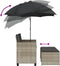 vidaXL - Tuinbank - 2-zits - parasol - en - voetenbanken - poly - rattan - lichtgrijs