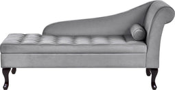 PESSAC - Chaise longue - Lichtgrijs - Rechterzijde - Fluweel