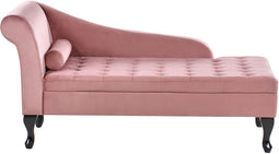 PESSAC - Chaise longue - Roze - Linkszijdig - Fluweel