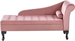 PESSAC - Chaise longue - Roze - Rechterzijde - Fluweel