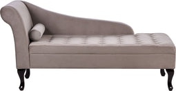 PESSAC - Chaise longue - Taupe - Linkerzijde - Fluweel