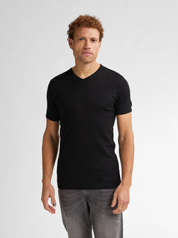 Petrol Industries - Heren 2-pack Basic T-shirts V-Hals - Zwart - Maat S