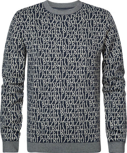 Petrol Industries - Heren All-Over Print Trui Frankfort - Blauw - Maat S