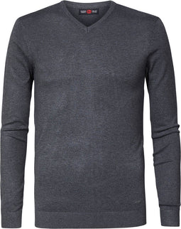 Petrol Industries - Heren Essential V-Neck Knit - Grijs - Maat S