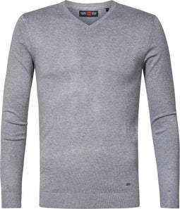 Petrol Industries - Heren Essential V-Neck Knit - Grijs - Maat XXXL