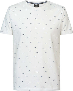 Petrol Industries - Heren Mini Fish T-Shirt - Wit - Maat L