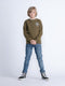 Petrol Industries - Jongens Artwork Sweater Elmhurst - Groen - Maat 140