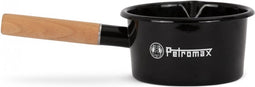 Petromax Emaille Pan Zwart 1L houten steel