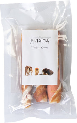 Petstyleliving Meerkleurig gedraaide stick met kip 12,5cm - Hondensnacks