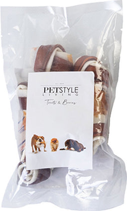 Petstyleliving Meerkleurig geknoopt bot met kip 10-11cm - Hondensnacks