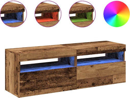 vidaXL - Tv-meubels - met - LED-verlichting - 2 - st - bewerkt - hout - oud - hout