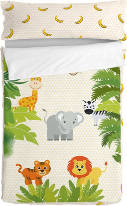 Gewatteerd beddengoed met ritssluiting HappyFriday Mr Fox Wild Multicolour 105 x 200 cm