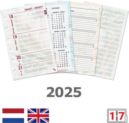 Kalpa 125 x 80 mm Pocket 6 Ring Diary Inleg 1 Week per 2 Paginas NL EN 2025