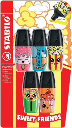 Markeerstift STABILO Boss mini sweet friends blister à 5 kleuren | 10 stuks