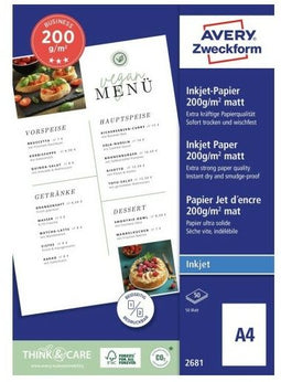 Avery Zweckform 2681 - Inkjet printpapier A4 200 g/m² dubbelzijdig mat - 50 vellen