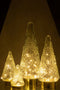 J-Line decoratie Kerstboom - glas - transparant - large - LED lichtjes