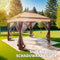 tectake® Carabobo - Vouwpaviljoen 364 x 364 x 294 cm - Waterafstotend dubbel dak UV-bescherming - Bruin