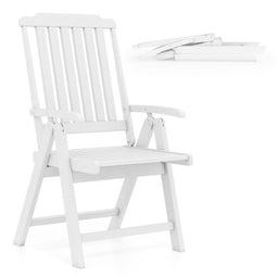 Coast Vouwbare Tuinstoel - Hoge Rugleuning - HDPE kunststof - Weerbestendig - Opvouwbaar - Wit
