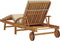 vidaXL - Inklapbare - Zonnebank - met - Wielen - & - Kussen - Beige - Massief - Acaciahout