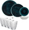 Cosy&Trendy Chiara Blue Serviesset - inclusief ONA Drinkglazen (22CL) - 18 delig - 6 Persoons - Zomers Tafelservies - Vaatwasserbestendig