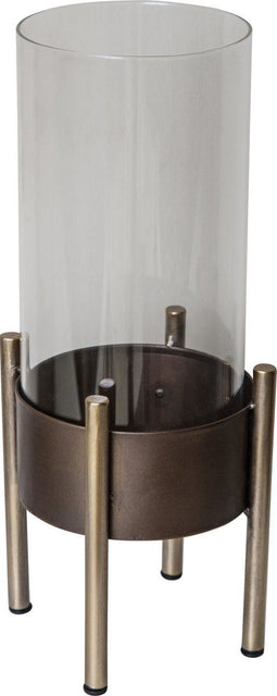 PTMD Gracy Rond Windlicht - H36 x Ø18,5 cm - Metaal/glas - Koper