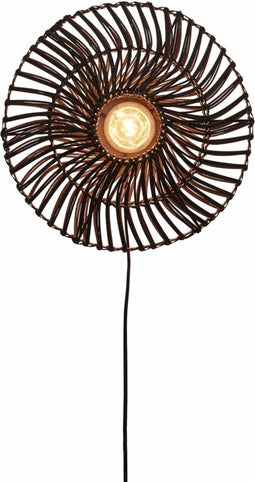 GOOD&MOJO Wandlamp Zanzibar - Rotan Zwart - Ø40cm - Binnen Modern