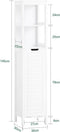 SoBuy BZR123-W - Badkamerkast - Hoge Kolomkast met 2 Planken - Wit