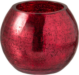 J-Line windlicht Bol Craquele - glas - rood - small