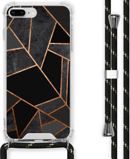 iMoshion Hoesje Geschikt voor iPhone 8 Plus / 7 Plus Hoesje Met Koord - iMoshion Design Hoesje met Koord - Zwart / Meerkleurig / Goud / Black Graphic