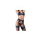 Ondergoed Set Chilirose Blauw Zwart S/M 4 Onderdelen