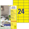 Avery 3451 - Gekleurde Etiketten - 70 x 37 mm - Geel (2400 stuks)