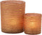 J-Line windlicht Lijnen Glitter - glas - terracotta/goud - large - 2 stuks