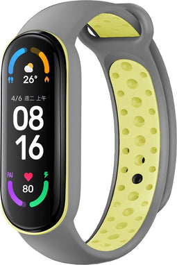 iMoshion Bandje Geschikt voor Xiaomi Mi Band 5 / 6 / Lime - iMoshion Siliconen sport band met inkliksysteem ronde drukknoop - Grijs