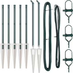 vidaXL - Hekpalen - met - Spike - 7 - stuks - Ø32 - mm - 60 - cm - Gegalvaniseerd - Staal