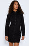 Noisy May NMJOY L/S DRESS SU033BL - Denim jurk - Knoopsluiting - Zwart - M