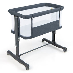 Coast 3-in-1 Babybedje - Co-Sleeper Wieg Reisbed - 83 x 48 x 67-80 cm - Donkergrijs