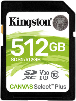 Kingston Canvas Select Plus - SDXC 512GB - UHS-I Klasse 10 - 100 MB/s - Zwart