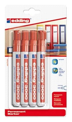 Edding - Viltstift edding 3000 rond 1.5-3mm rood | 10 stuks