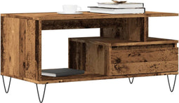 vidaXL - Salontafel - 90x49x45 - cm - bewerkt - hout - oud - houtkleurig