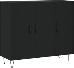 vidaXL - Dressoir - 90x34x80 - cm - bewerkt - hout - zwart