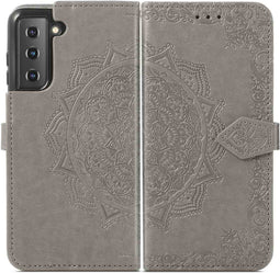 iMoshion Hoesje Geschikt voor Samsung Galaxy S22 Hoesje Met Pasjeshouder - iMoshion Mandala Bookcase - Grijs